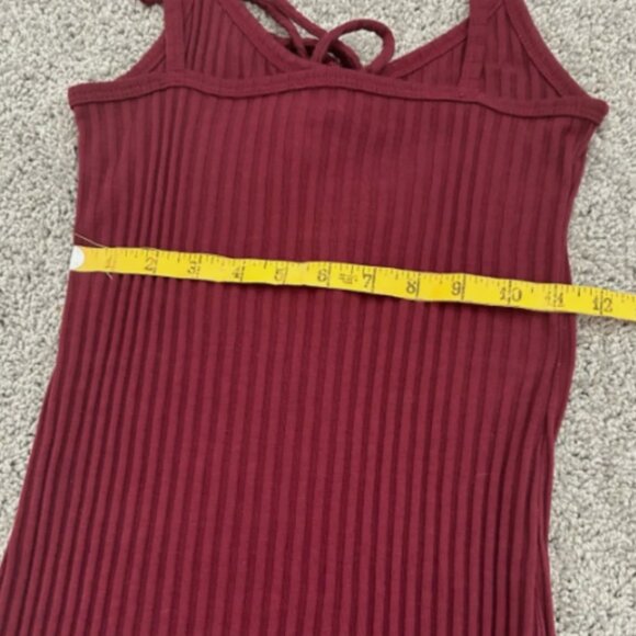 Luna Chix Burgundy Fitted Mini Dress Size Medium Tie Front Cotton Blend - Picture 6 of 7